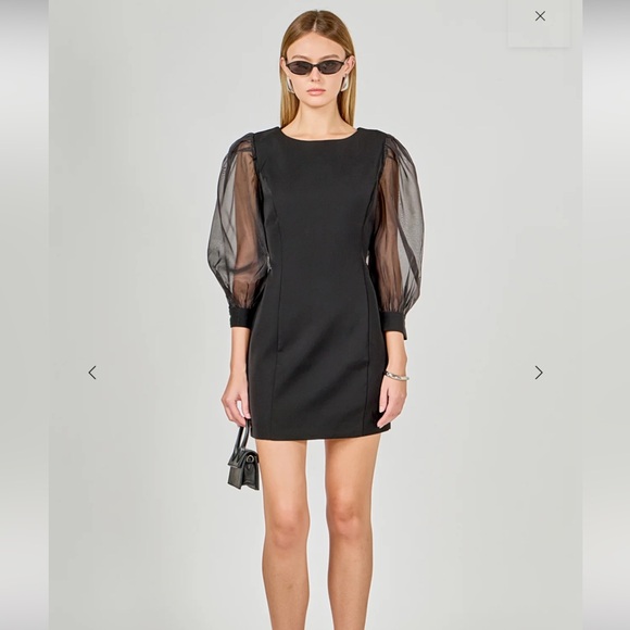Endless Rose Black Dress with Sheer Sleeves - Picture 2 of 10